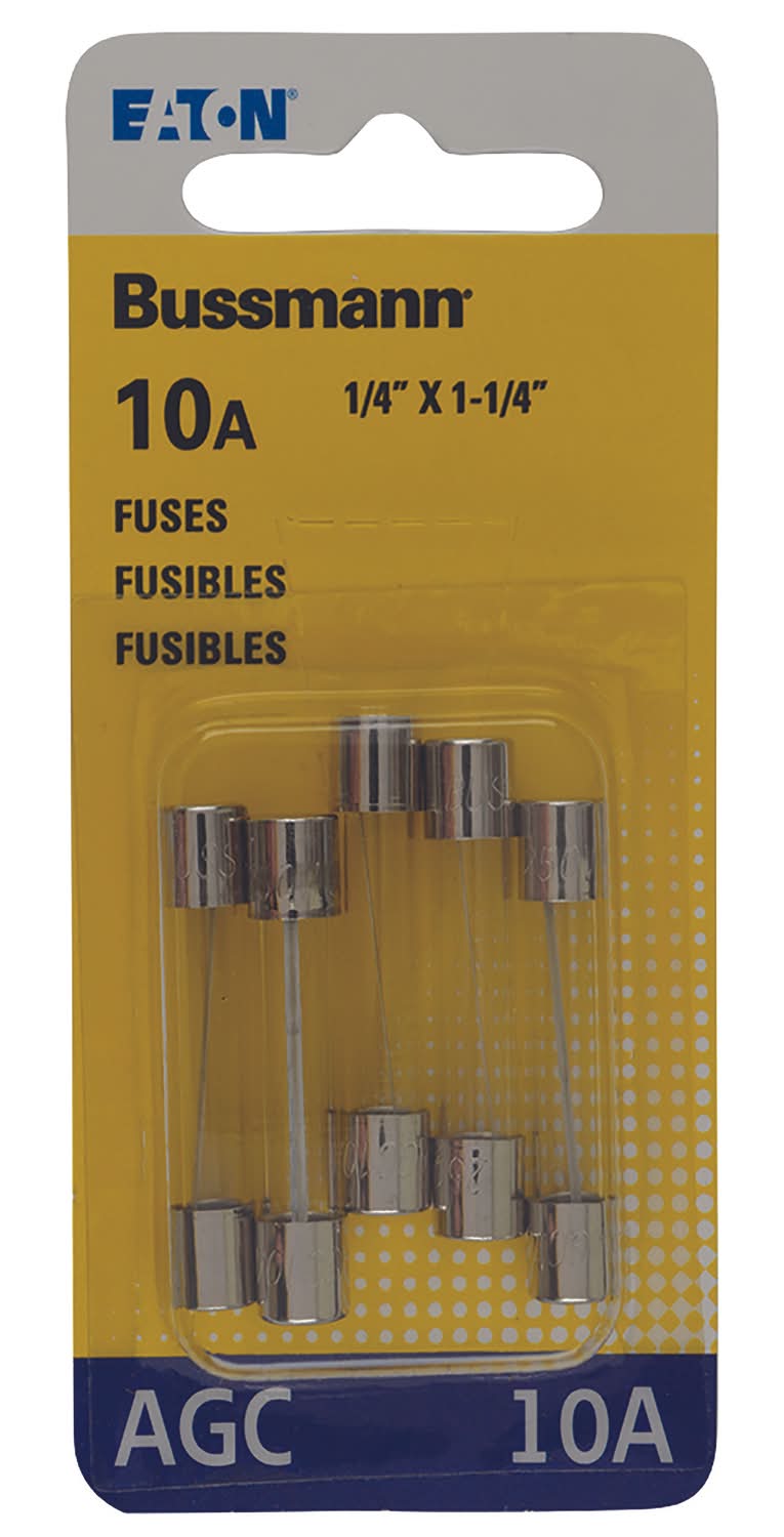 Bussmann 10 Amps Agc Clear Glass Tube Fuse 5 Pk