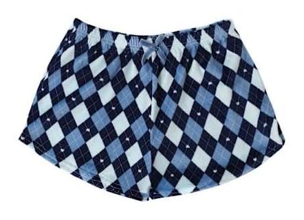 Women's Plush Lounge Shorts Medium Navy Argyle