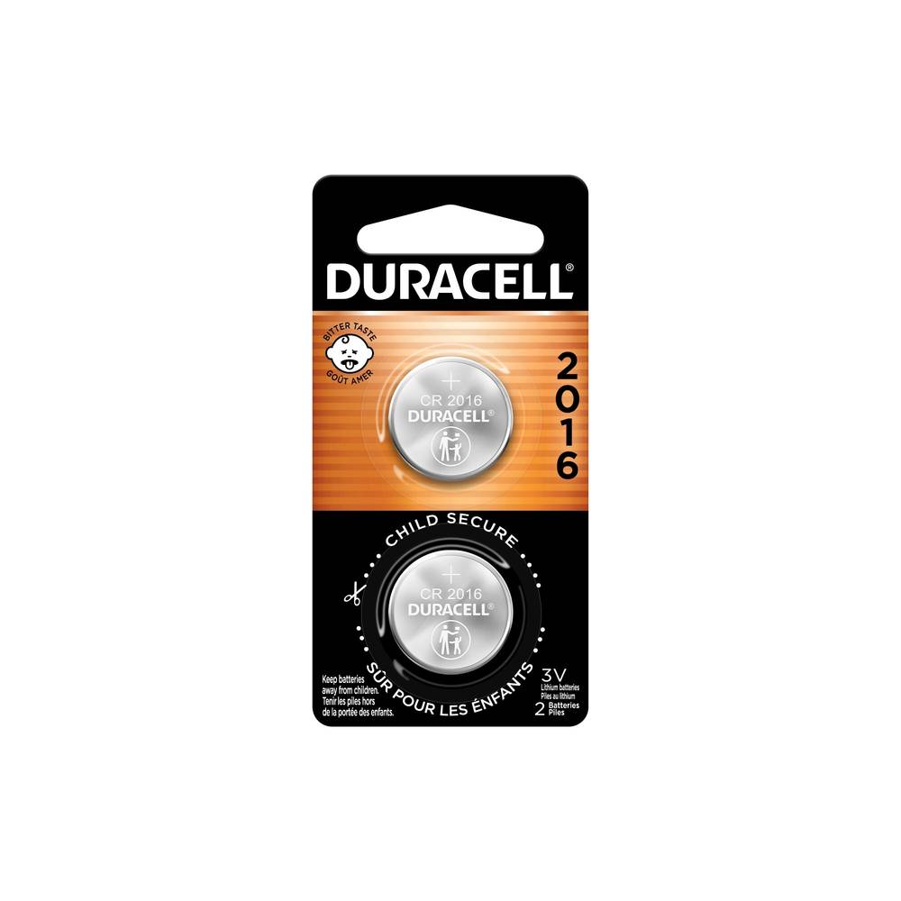 Duracell 2016 3V Lithium Coin Battery, 2 Ct