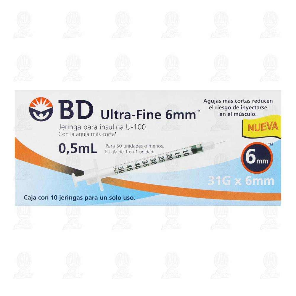 BD · Jeringa para insulina ultra-fine u-100 0.5 ml (10 un)