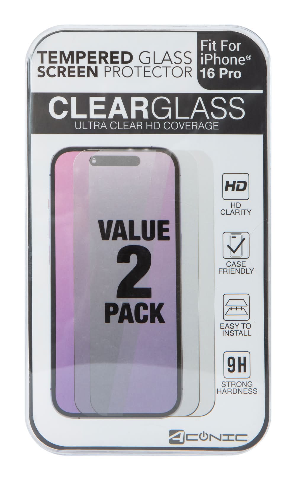 iPhone 16 Pro® Tempered Glass Screen Protector 2-Pack V1