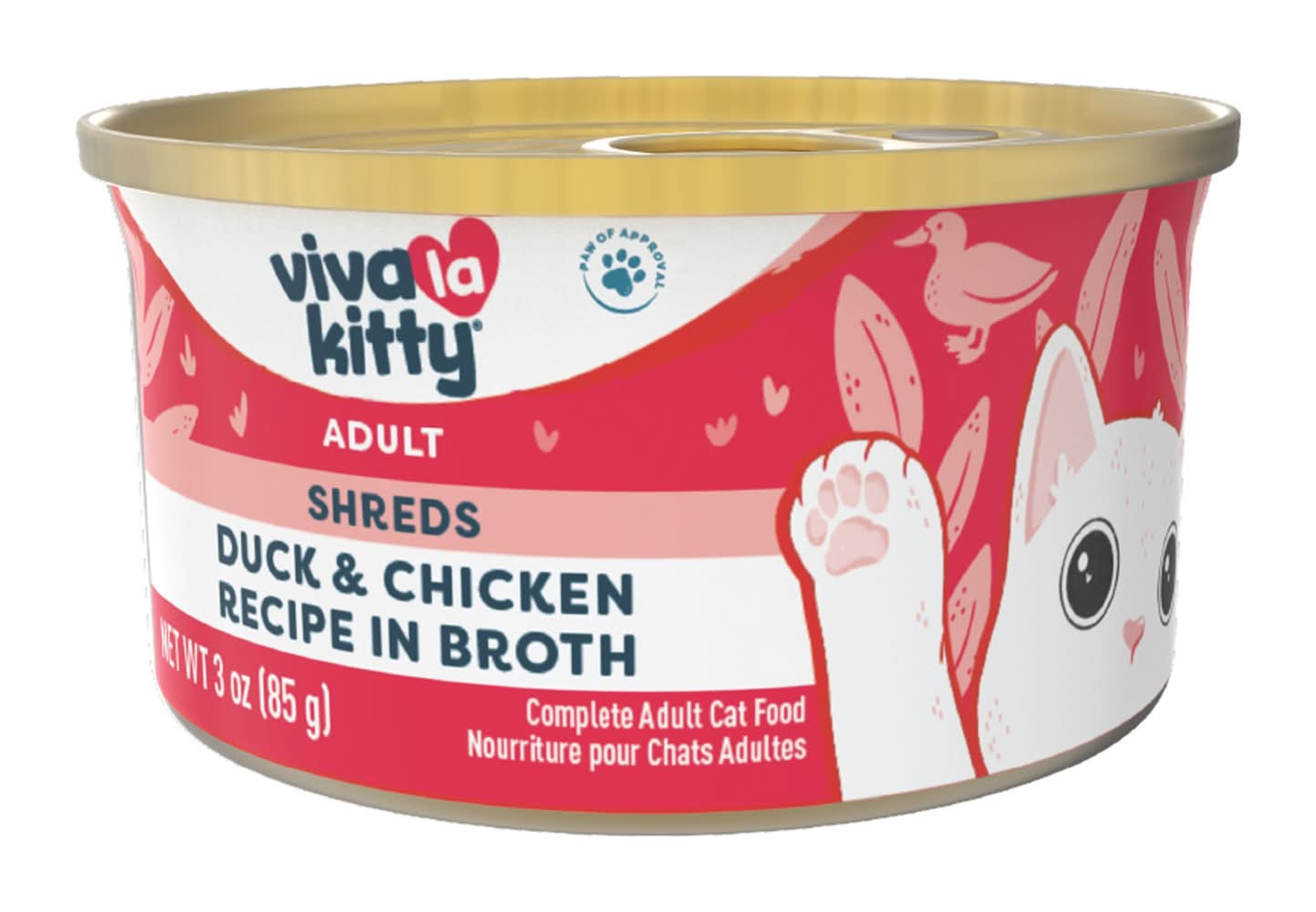 Viva La Kitty Adult Cat Wet Food - Shreds in Broth, 3 Oz (Flavor: Duck & Chicken, Size: 3 Oz)