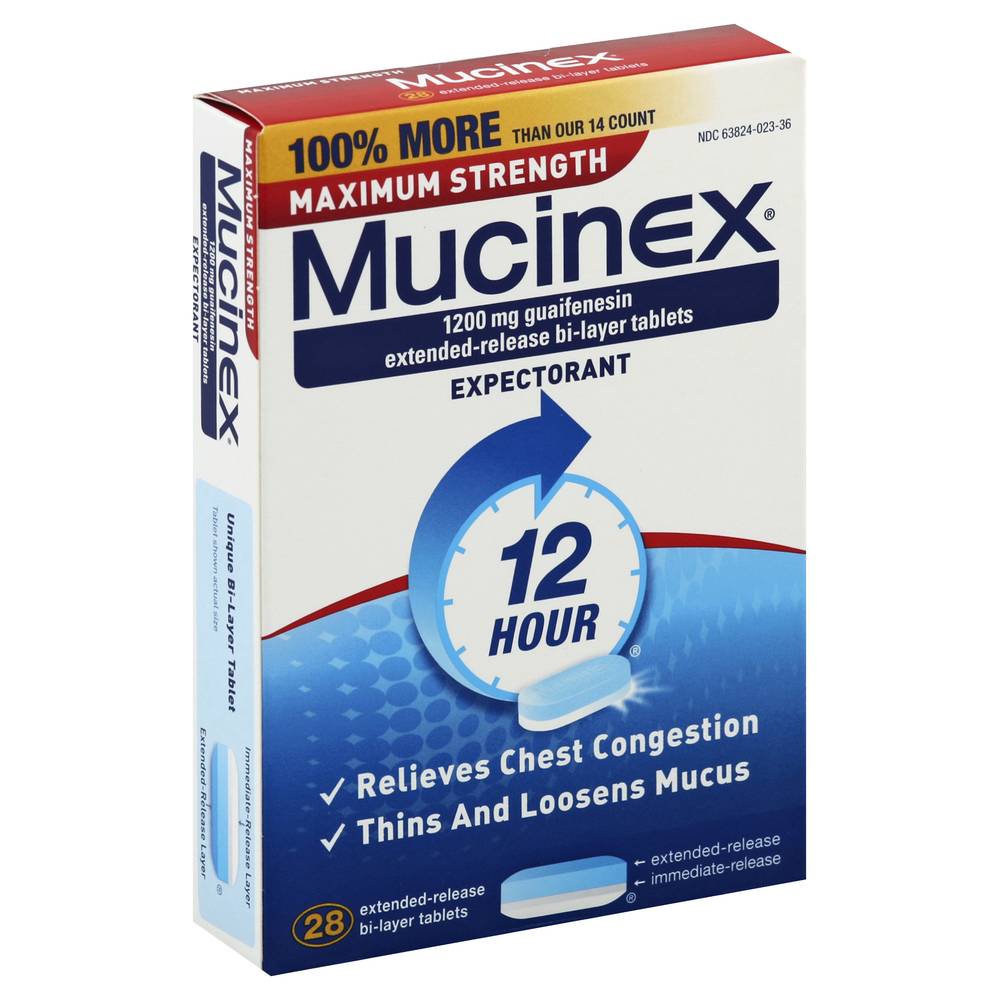 Mucinex 12 Hour Maximum Strength 1200 mg Guaifenesin Expectorant (3.2 oz)