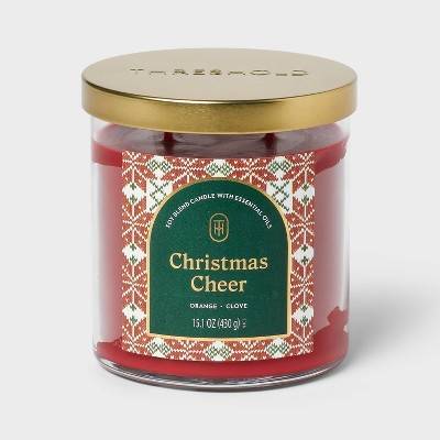 Threshold 2 Wick Lidded Glass Christmas Cheer Jar Candle (15.1 oz)