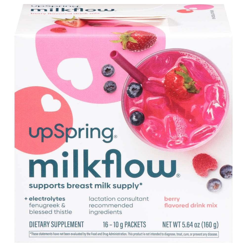 UpSpring Milkflow Breastfeeding Supplement, Berry (5.64 oz, 16 ct)