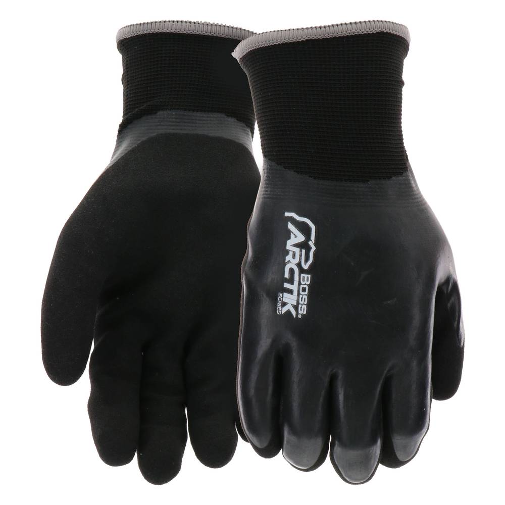 Boss Large Black Latex Dipped Latex Gloves, (1-Pair) | B93244-L