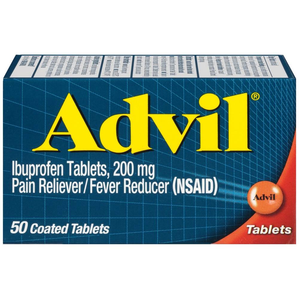 Advil Pain Reliever/ Fever Reducer 200 Mg Ibuprofen Tablets, 50 Ct