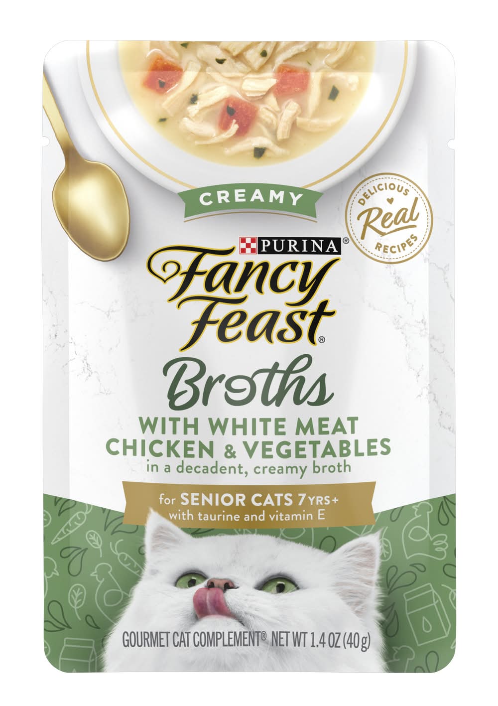 Purina Fancy Feast Creamy Broths Wet Cat Food, White Meat Chicken & Vegetables, Senior 7+ (1.4 oz)