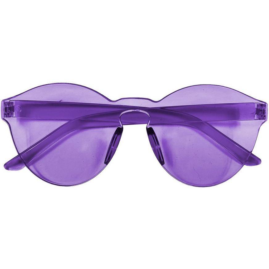 Purple Plastic Rimless Sunglasses, 5.5in x 2.2in