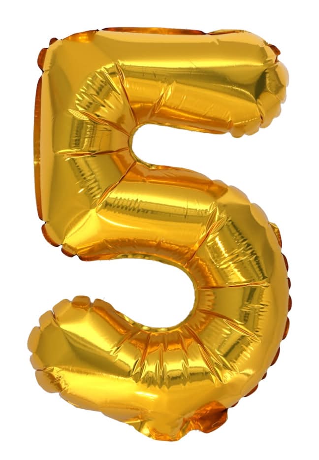 Kaleidoscope Foil Number 5 Balloon, 14 in, Gold
