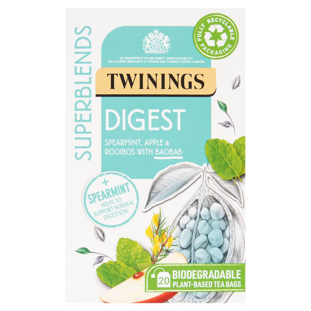 Twinings Superblends Digest with Spearmint, Apple & Rooibos, 20 Tea Bags