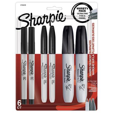 Sharpie Permanent Markers Assorted Tips 6ct