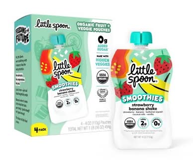 Little Spoon Organic Kids Smoothie Pouches, Strawberry Banana (4 x 4 oz)
