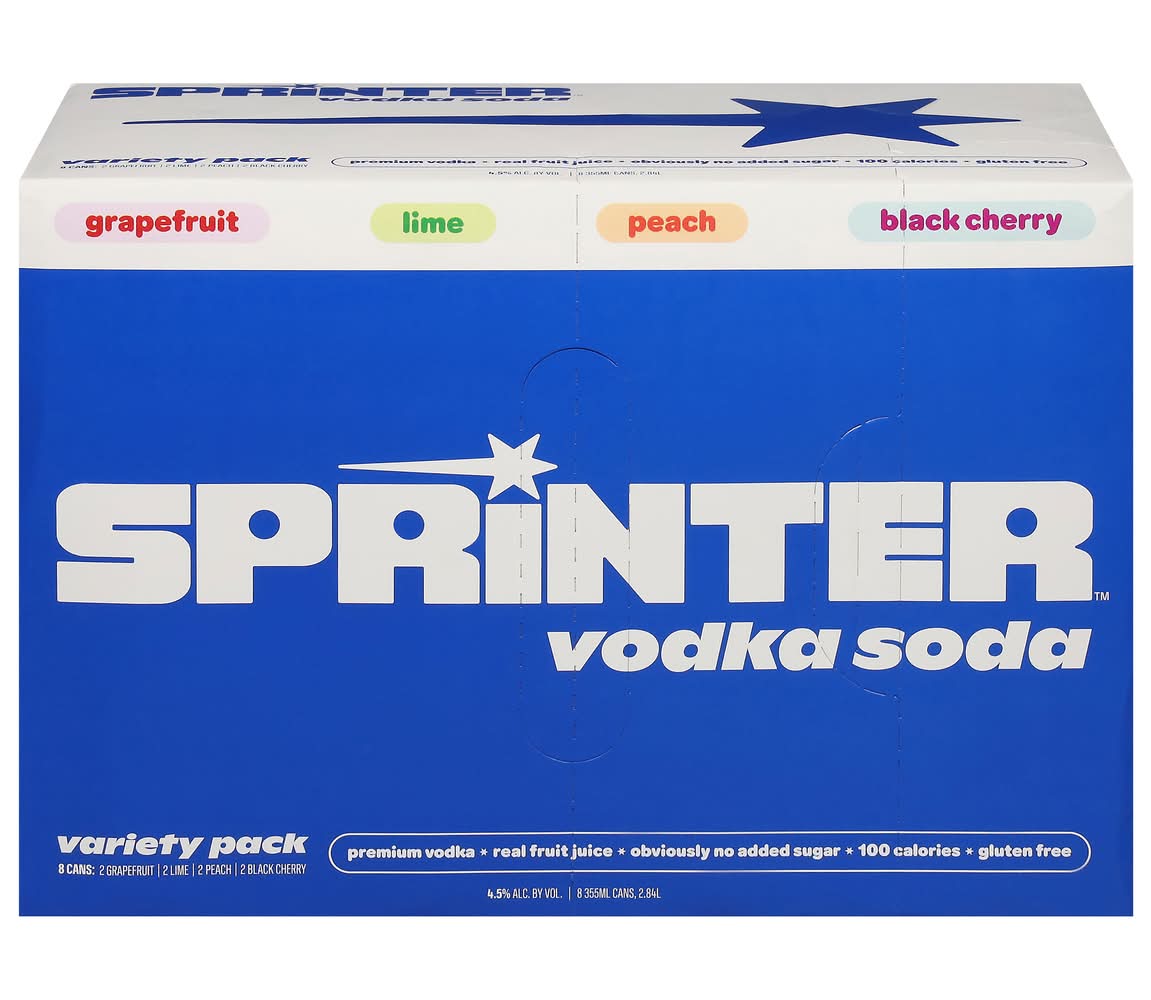 Sprinter Vodka Soda Variety pack, Assorted (8 x 12 fl oz)