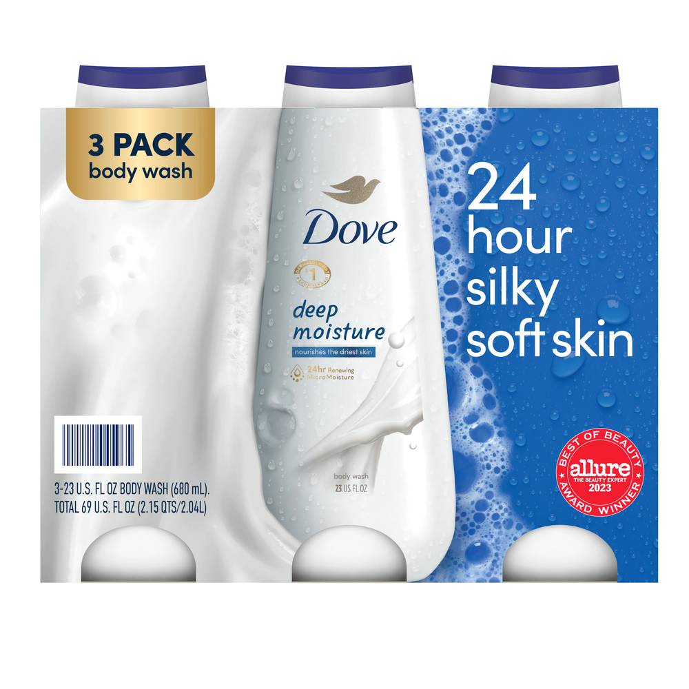 Dove Deep Moisture Body Wash, 23 oz, 3-pack