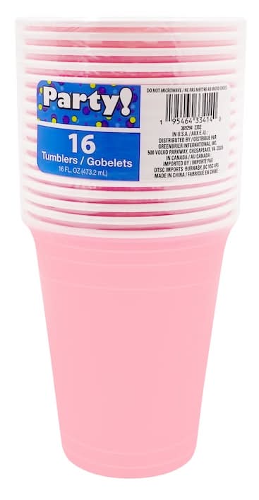 Party! Paper Cups 16 oz, Pink (16 ct)