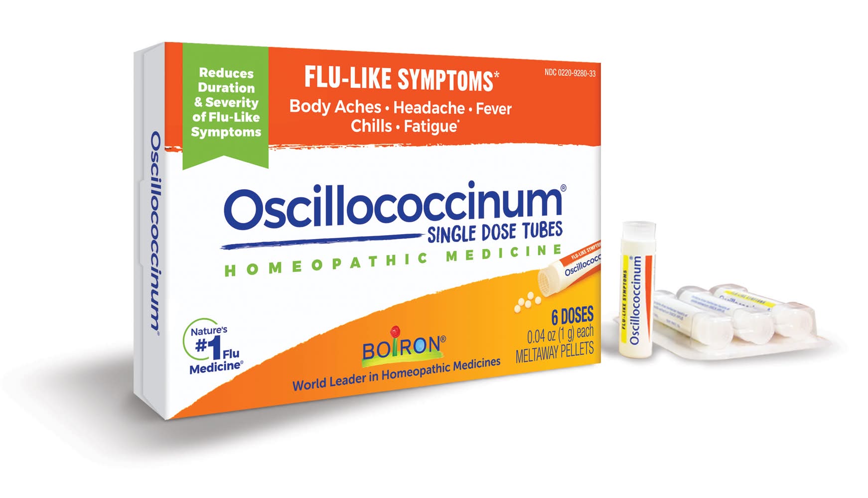Oscillococcinum Boiron Homeopathic Medicine Flu-Like Symptoms Reliever Pellets (0.04 oz, 6 ct)