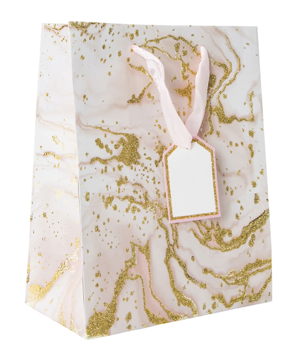Medium Marble Gift Bag 9in x 7in Pink