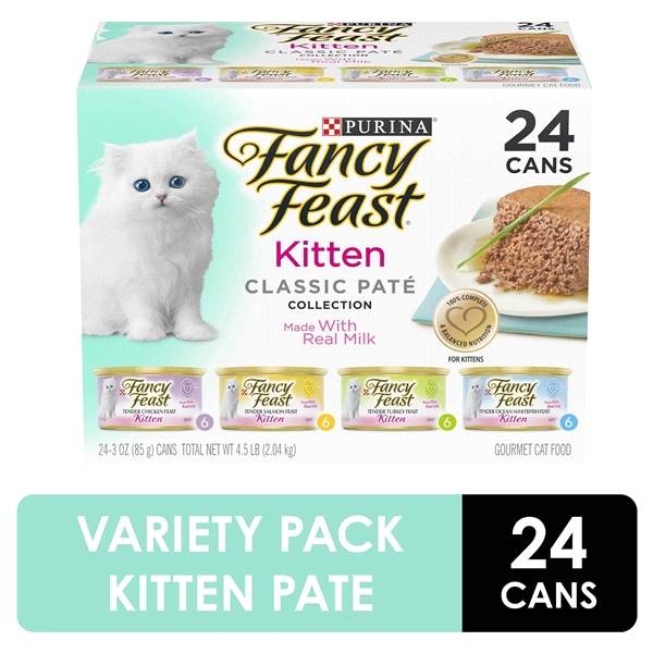 Purina Fancy Feast Grain Free Pate Wet Kitten Food Variety Pack; Kitten Classic Pate Collection, 4 Flavors -