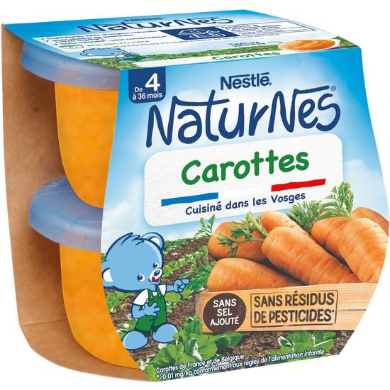 Nestlé - Naturnes petits pots bébé carottes dès 4/6 mois, 2 pcs