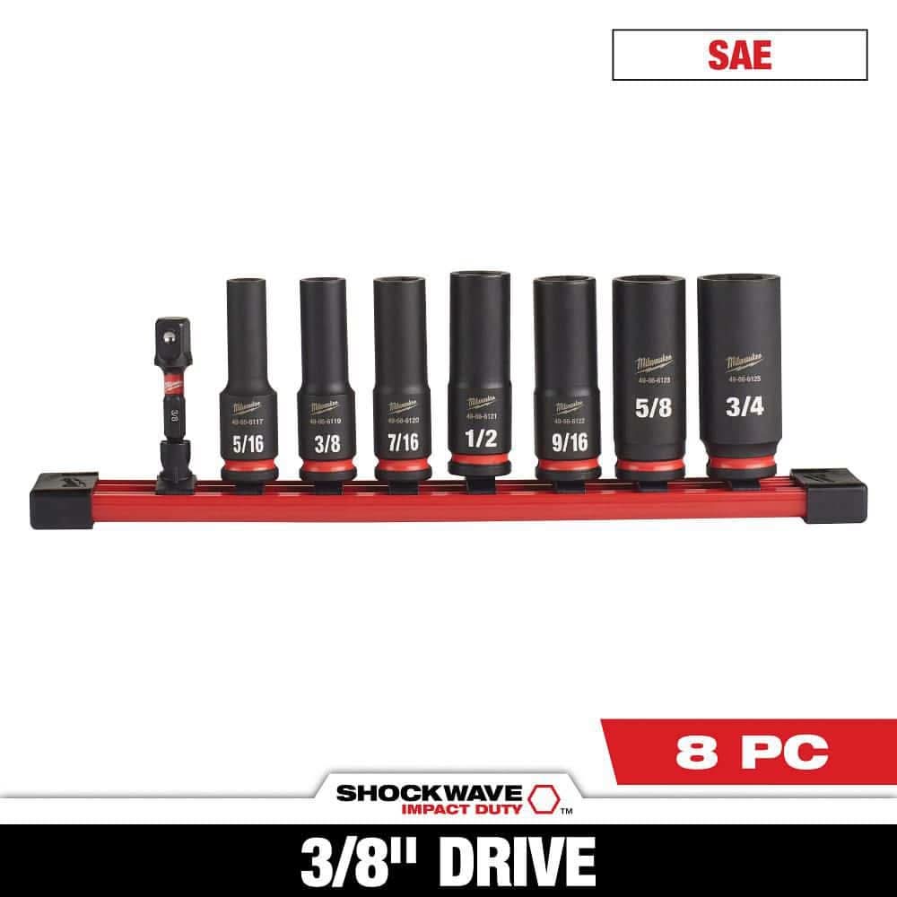 Milwaukee Shockwave Impact Duty 3/8 In. Sae Deep Impact Rated Socket Set (8-Piece)