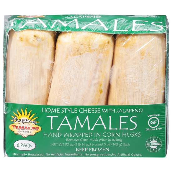Chaparro's Tamales Home Style Cheese With Jalapeno Tamales (6 ct)