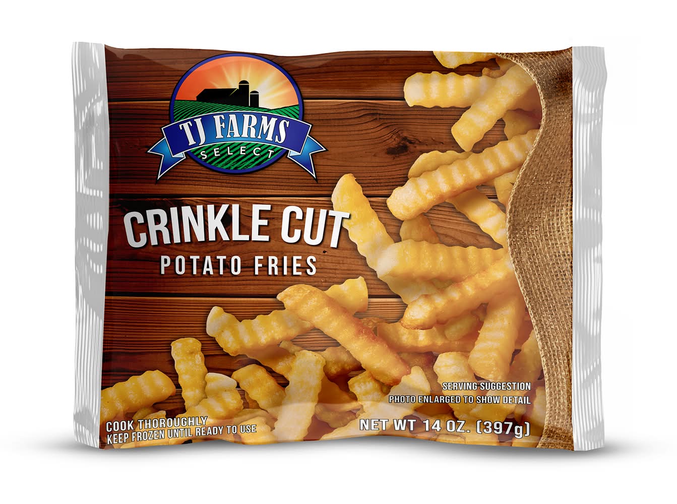 TJ Farms Select Frozen Crinkle Cut Potato Fries (14 oz)