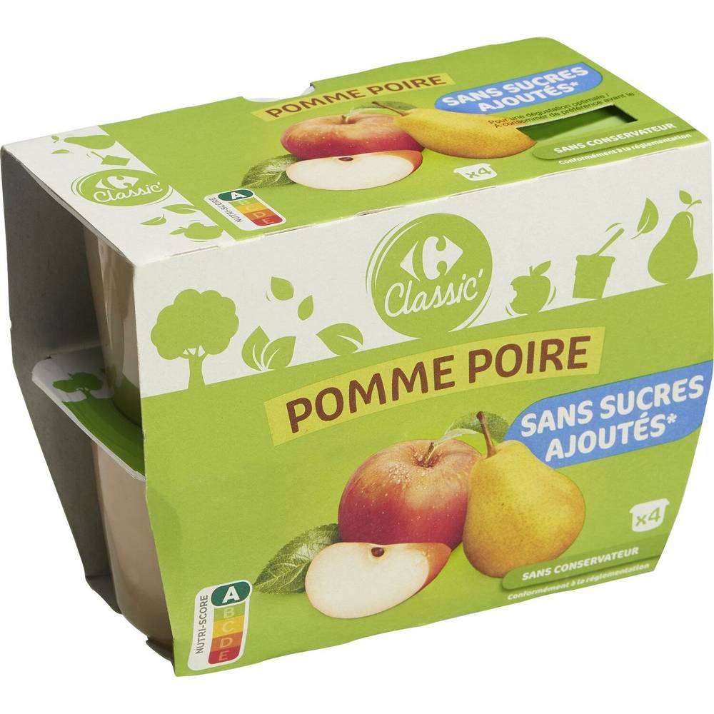 Carrefour - Classic compote pomme poire sans sucres ajoutés (400g)