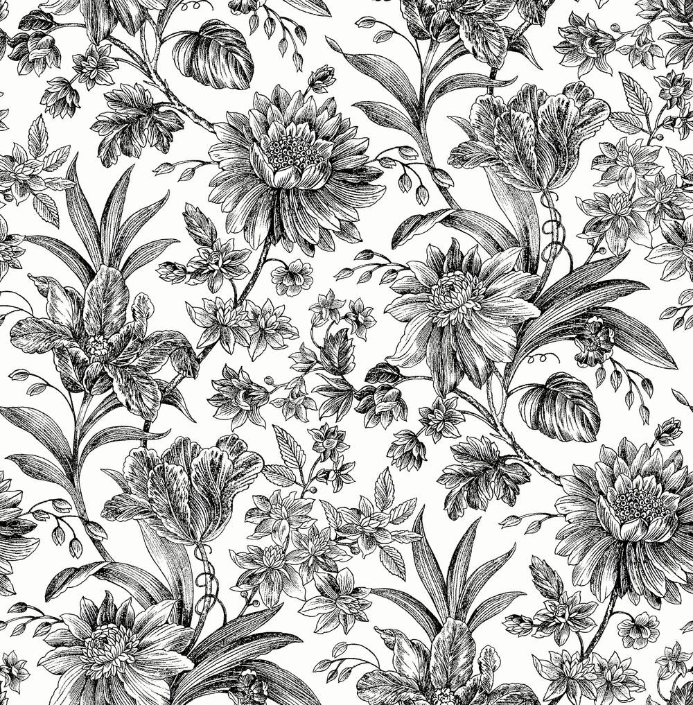 allen + roth 30.75-sq ft Black Vinyl Floral Self-adhesive Peel and Stick Wallpaper | ARW6091