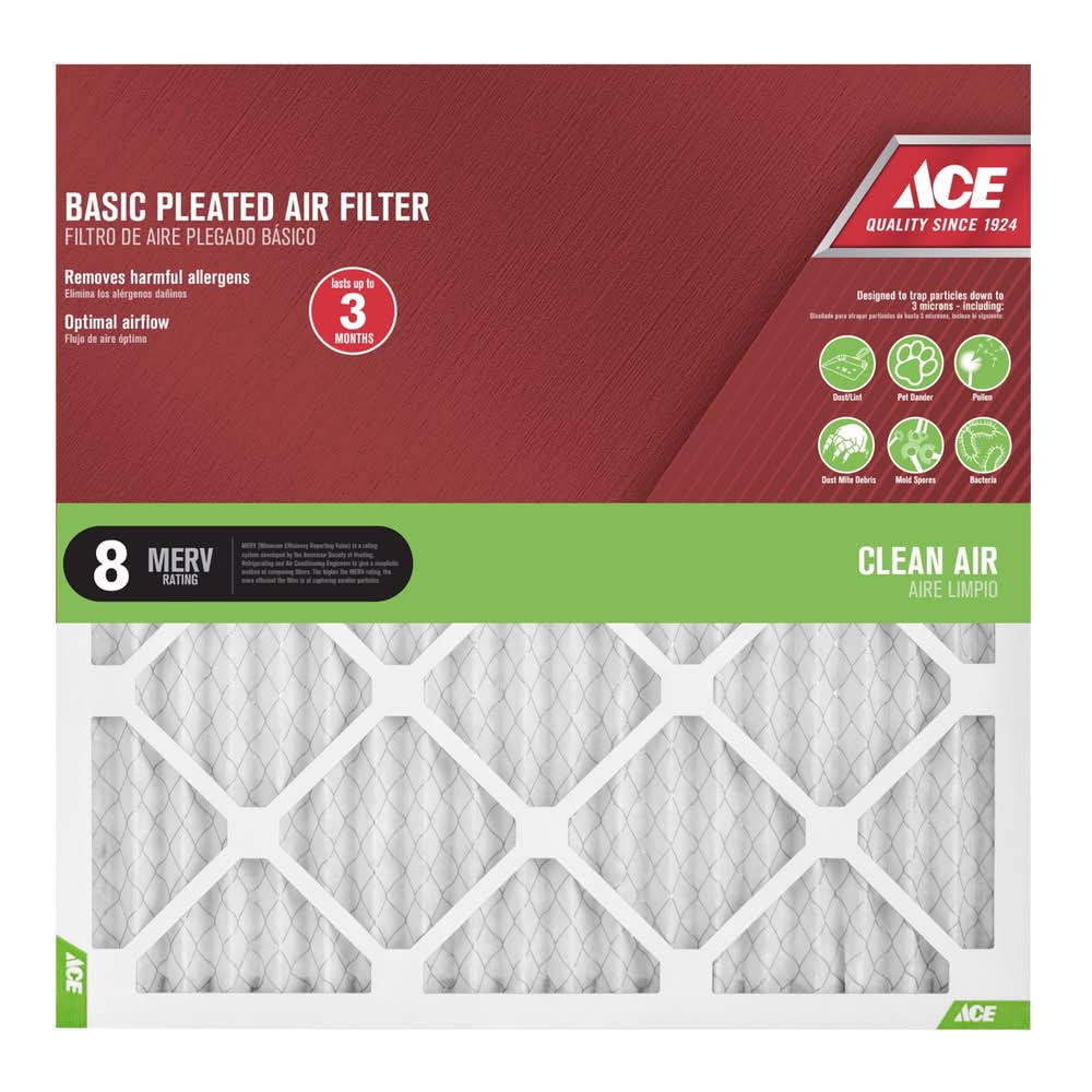 ACE 14 In. W X 14 In. H X 1 In. Synthetic 8 Merv Pleated Air Filter 1 Pk
