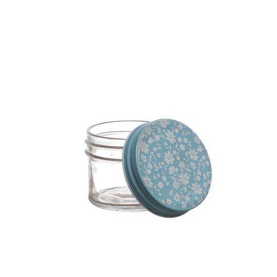 Small Glass Jar With Floral Pattern Lid By Ashland