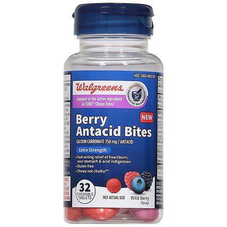 Walgreens Extra Strength Antacid Bites Chewable Tablets, Wild Berry (32 ct)