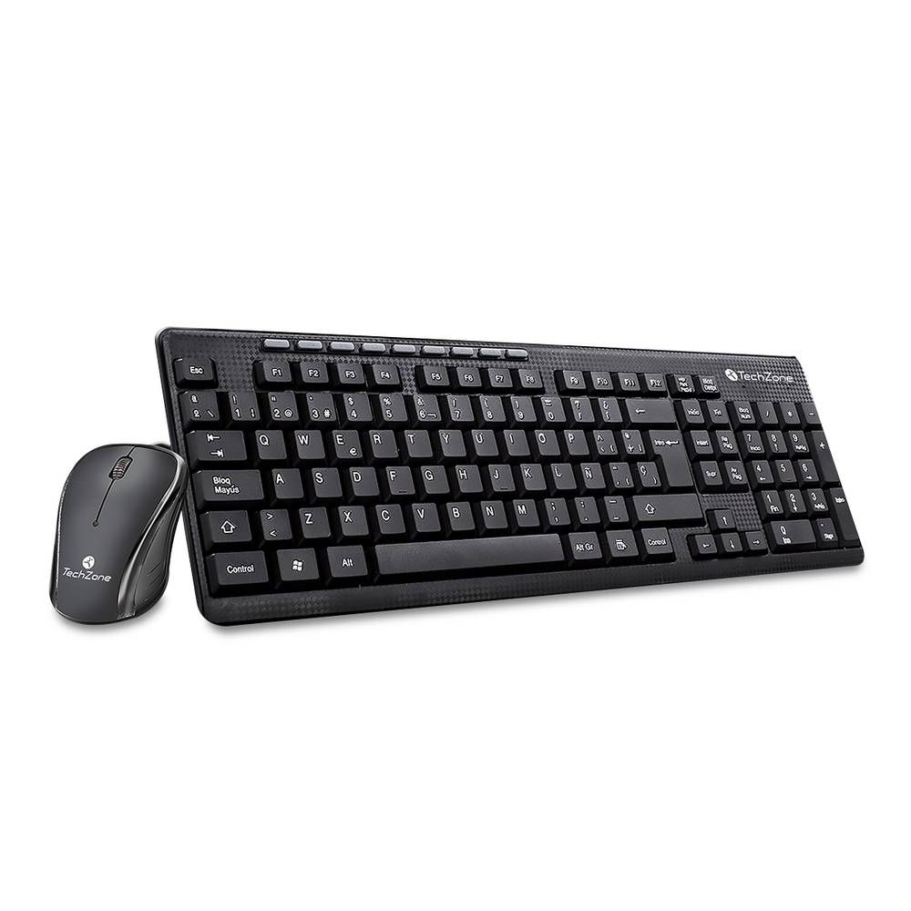 Techzone kit teclado y mouse alámbrico negro (2 pieza)