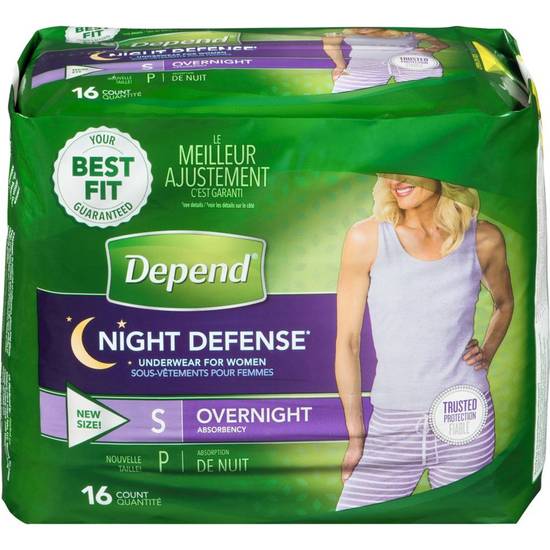 Depends Women's Overnight Unscented, Small (16 ea)
