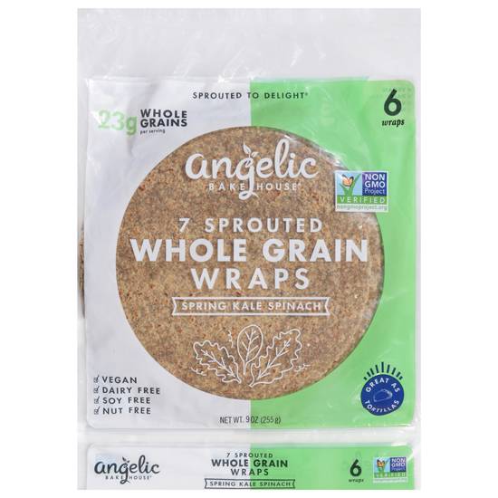 Angelic Bakehouse Sprouted 7 Whole Grains Kale & Spinach Wraps (6 wraps)