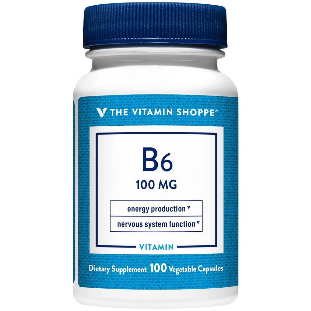 The Vitamin Shoppe Vitamin B6 Amino Acid For Protein Metabolism 100 mg Capsules (100 ct)