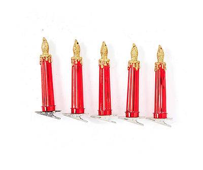 Red & Gold Candle Ornaments, 5-Pack