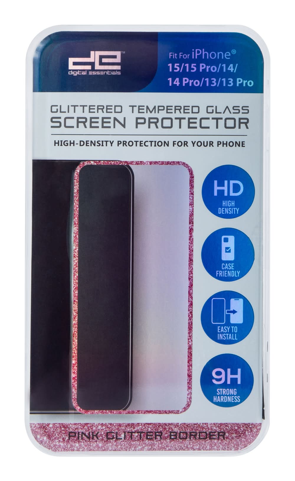 iPhone 15®/14® Glitter Ombre Tempered Glass Screen Protector Pink
