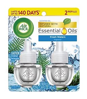 Air Wick Essential Oils Warmer Refill, Fresh Waters Scent, 0.67 oz., 2/Pack (6233879717)