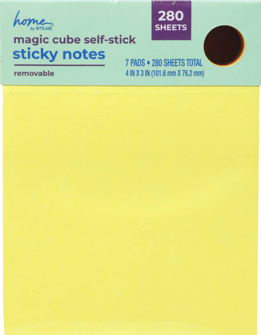 Rite Aid Magic Cube Self Sticky Notes, 4 IN X 3 IN , Multi (7 x 280 ct)