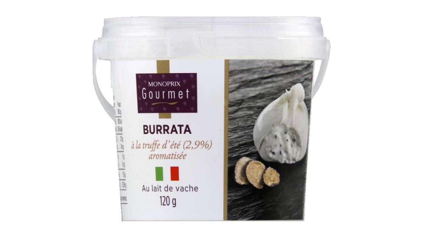 Monoprix Gourmet Burrata Truffe d'été 2,9 aromatisée Le pot de 120g