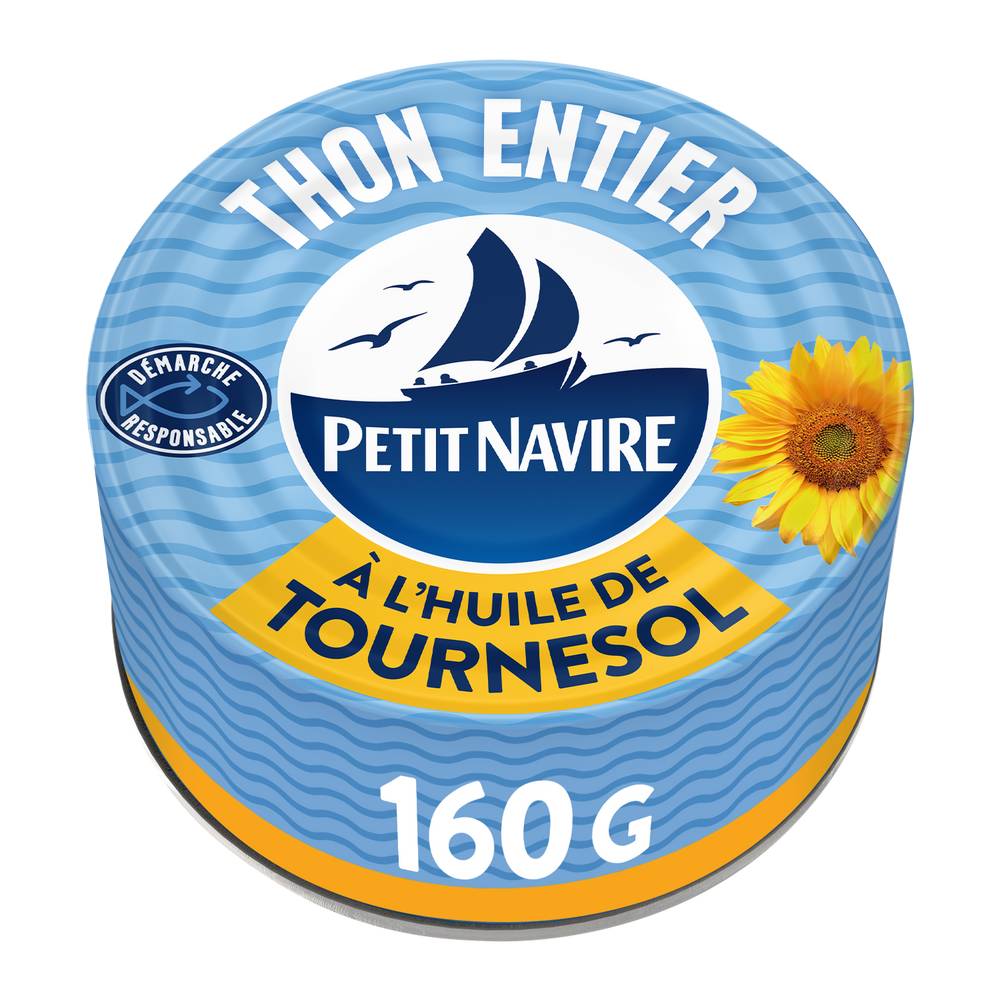 Petit Navire - Thon entier à l'huile de tournesol (160g)