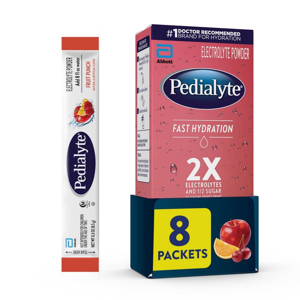 Pedialyte Fast Hydration Powder Packets, Fruit Punch (8 x 0.3 oz)