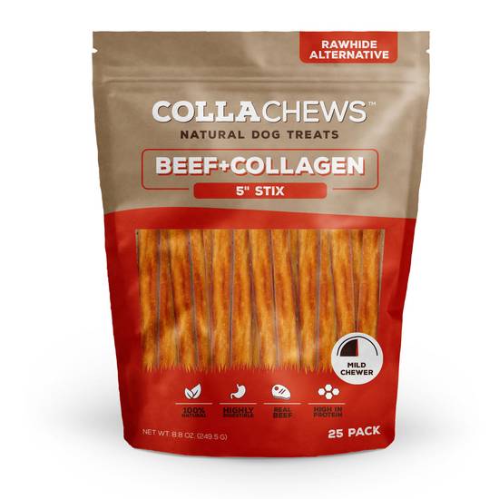 Collachews Collagen Rawhide Free Stix Dog Treat (5 inch/beef)