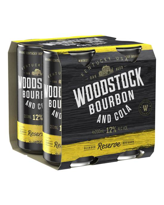 Woodstock Bourbon & Cola 12% Cans 4x200mL