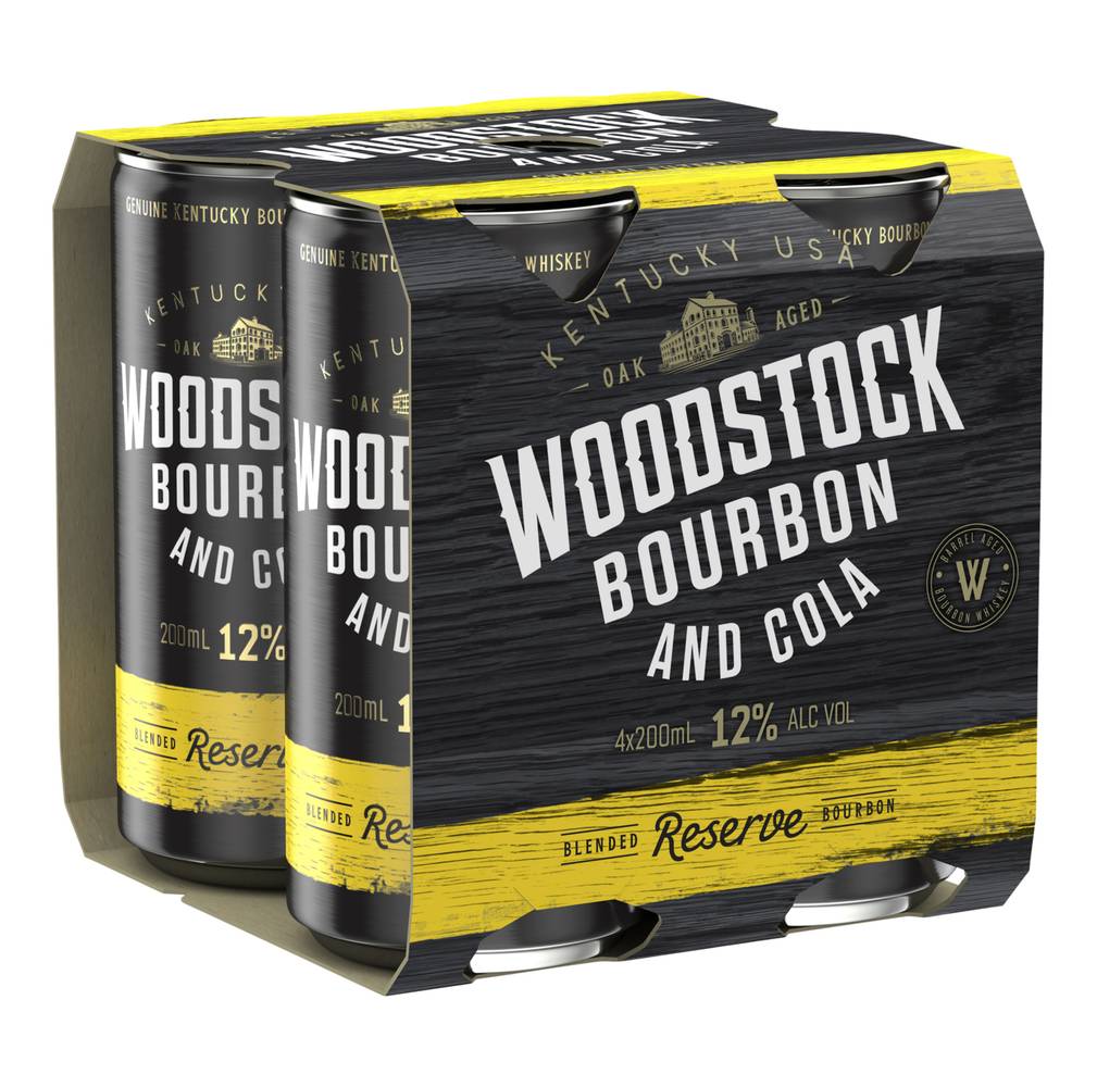 Woodstock Bourbon & Cola 12% Cans 4x200mL