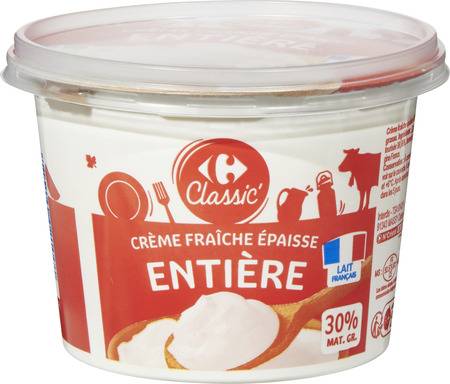 FID - Crème fraîche épaisse entière CARREFOUR CLASSIC' - le pot de 50cL