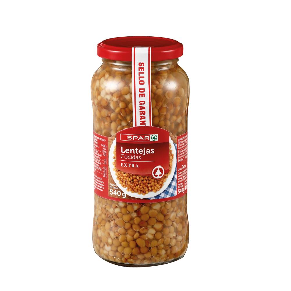 Lentejas  Spar cocidos tarro 580gr