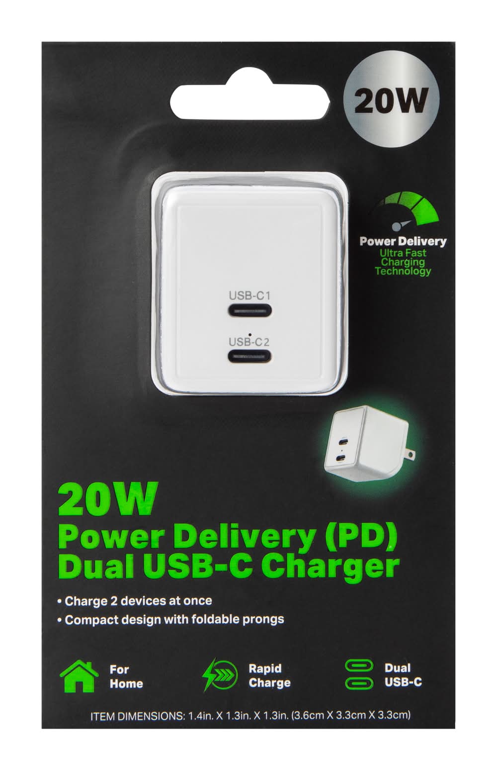 20W Power Delivery Dual USB-C Charger White