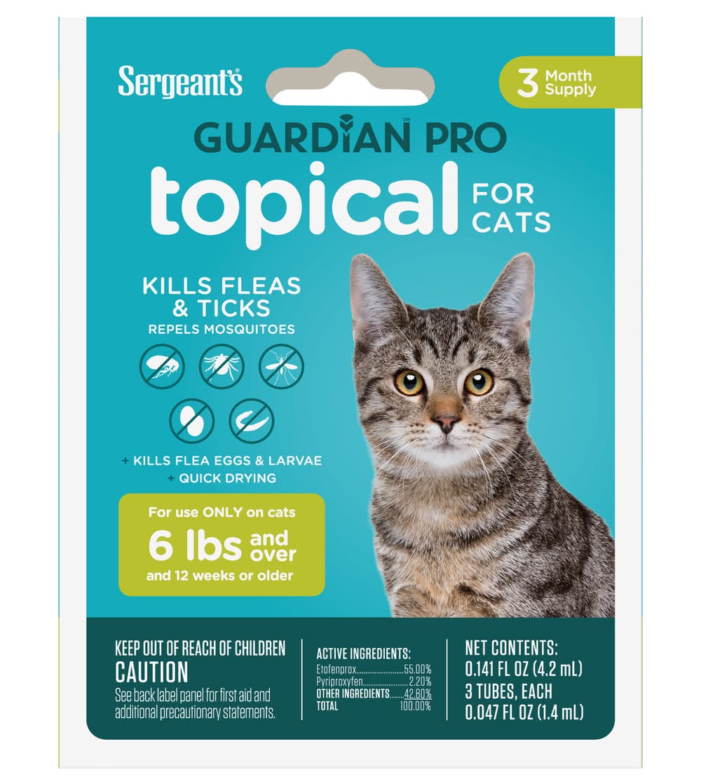 Sergeant's Guardian Pro Flea and Tick Topical For Cats 6lbs and Over